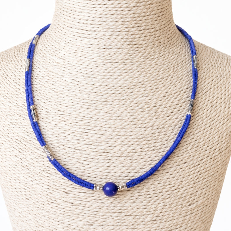 Collar Doble Lapislázuli y Ónix Azul