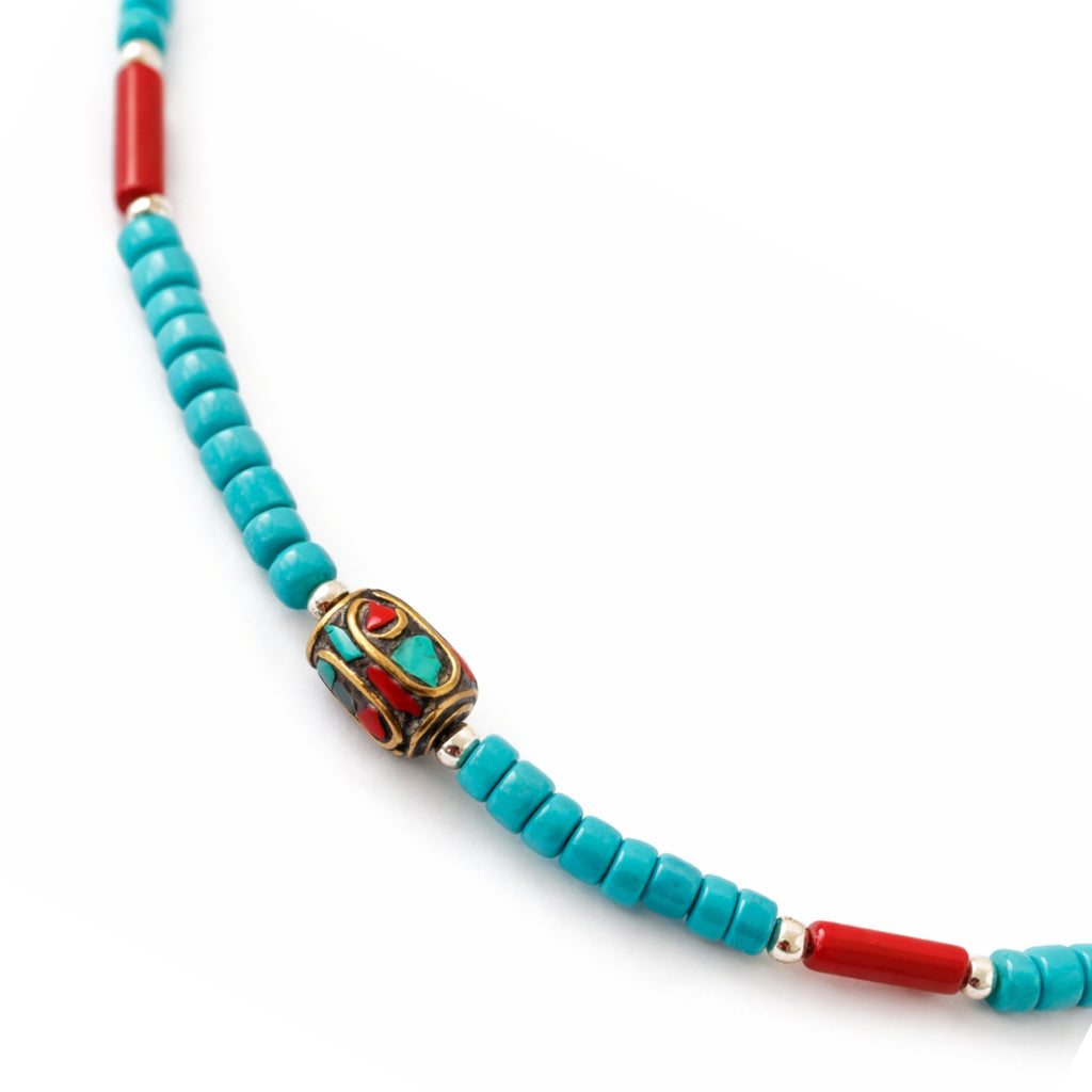 Conjunto Collar y Pulsera Turquesa y Coralina